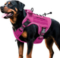 Heavy-Duty Tactical Dog Harness for Large Dogs, No Pull Adjustable Reflective Pet Vest with Molle System, K9 Military-Grade Control for Service Training, Outdoor & 10+ Breeds, Pink, X-Large by Bruvoalon