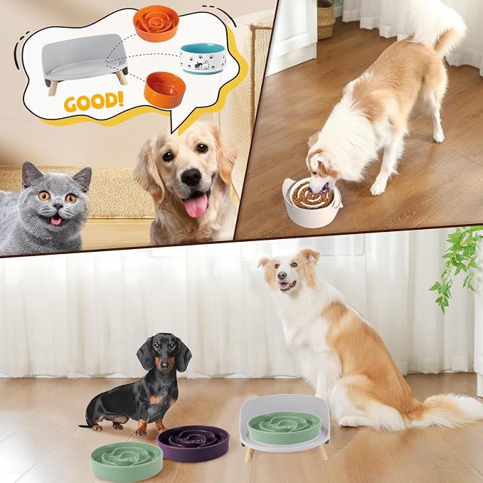Raised Dog Feeder Bowl Stand (Without Bowls), Fits Dish up to Φ 8" | Spill Proof Elevated Dog Food Stand, Anti-slip Pet Food Holder Feeding Table for Medium and Large Breeds, Grey - Image 6