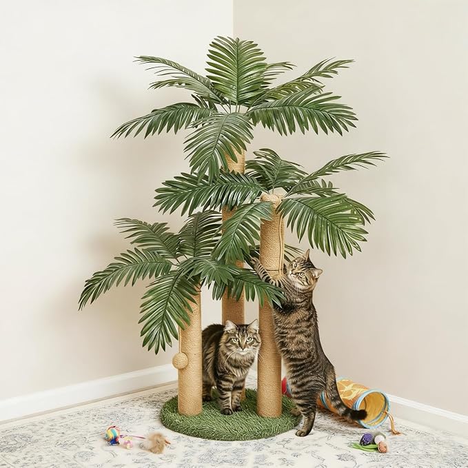 LEMONDA 31.5Inch Cat Scratching Post | Cat Scratcher Tree, Cat Scratching Posts,3 Scratching Poles,2 Interactive Dangling Balls, For Indoor Kitten & Adult Cats - Image 5