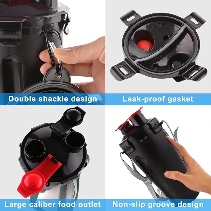 Dog Travel Water Bottle Collapsible Bowls, 2 in 1 Pet Food Container with Collapse Bowls, Outdoor Portable Water Bowls for Walking, Traveling, Camping and Hiking (Black) - Image 5