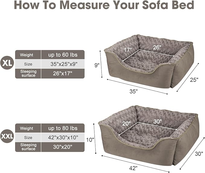 JOEJOY Rectangle Dog Bed for Large Medium Small Dogs - Washable Orthopedic Sofa Bed, Soft Breathable Puppy & Pet Cuddler, Durable Calming Dog Bed with Anti-Slip Bottom, Multiple Sizes, Dark Brown - Image 4