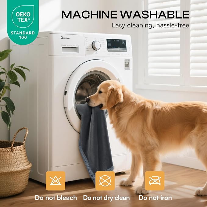 Luciphia Waterproof Bed Blanket Washable, Soft Sherpa Fleece Puppy Reversible Throw Blankets for Medium Large Dog Cat, Furniture Cover Protector Couch Bed from Liquid Pee and Pet Fur, Grey,65" x 57" - Image 6