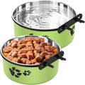 Dog Crate Water Bowl, 54oz & 34oz No Spill Crate Food and Water Bowl | Stainless Steel Kennel Bowls Mountable for Medium and Large Dogs, Cats and Pets, Set of 2, Green (7.1x2.9” & 6.2x2.6”) by ShineMe