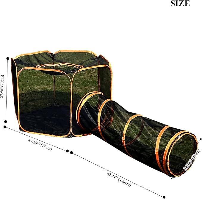 2 in 1 Pet Cat and Dog Tunnel Tent Foldable Pet Tent Outdoor Pop Up Pet Playpen Cage Fences House (Styles 2) - Image 3