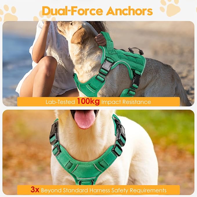 Heavy-Duty Tactical Dog Harness for Large Dogs, No Pull Adjustable Reflective Pet Vest with Molle System, K9 Military-Grade Control for Service Training, Outdoor & 10+ Breeds, Turquoise, Small - Image 4