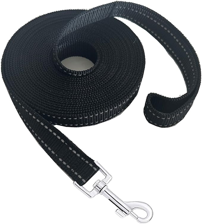 Nylon Training Dog Leash for Small Medium Dogs, 15ft 20ft 30ft 50ft 100ft Reflective Long Leash Dog/Puppy Lead for Obedience Recall Training, Camping by MANDAO