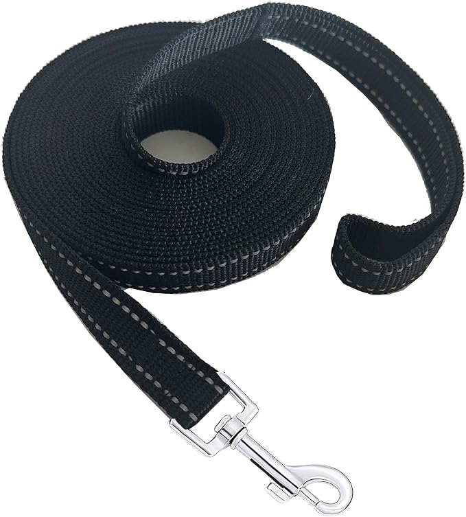 Nylon Training Dog Leash for Small Medium Dogs, 15ft 20ft 30ft 50ft 100ft Reflective Long Leash Dog/Puppy Lead for Obedience Recall Training, Camping by MANDAO