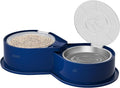 Newget 304 Stainless Steel Dog Bowl Set with Lids, 24oz Foldable Pet Dishes | Dual Food & Water Pet Bowl, Anti-Skid, Keeps Food Fresh, Easy to Install, for Small - Large Dogs/Cats - Indoor & Outdoor Use by Newget
