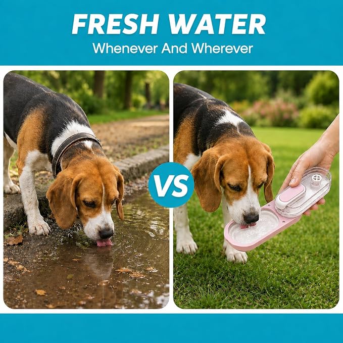 Dog Water Bottle Portable, 11.8 oz(350 ml) | Leak-Proof, BPA-Free, Lightweight, Foldable for Hiking, Walking, Car Rides, Pink - Image 5