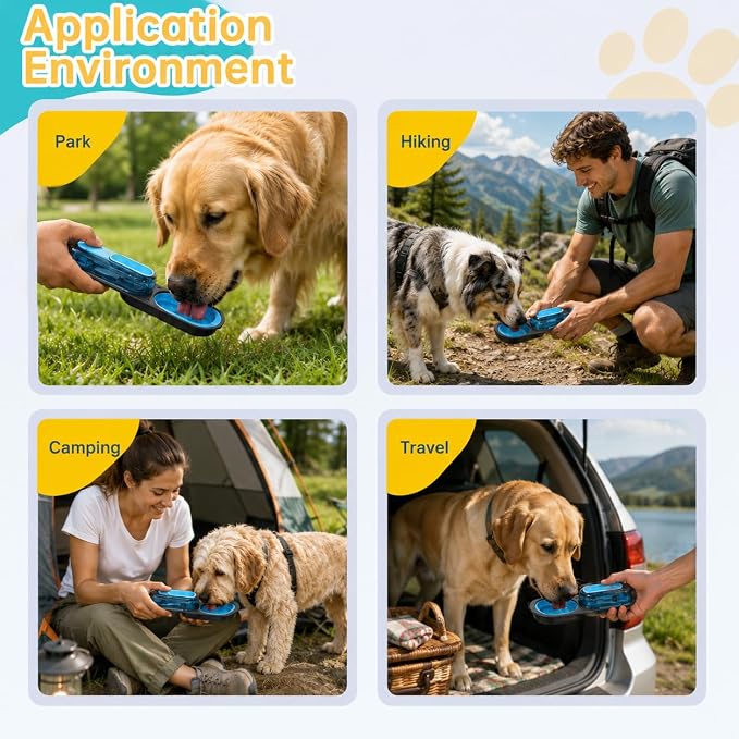 Dog Water Bottle Portable, 11.8 oz(350 ml) | Leak-Proof, BPA-Free, Lightweight, Foldable for Hiking, Walking, Car Rides, Blue - Image 7