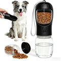 Portable Dog Water Bottle with Food Container, Drinking Bottle for Travel | 2 in 1 Dog Water Bowl, Leak Proof Pet Water Dispenser, BPA Free, Puppy Essentials, for Walking Hiking (Black,12oz) by Liphier