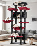 Cat Tree, 74" Tower for Large Cats, Big Condo Hammock CCT030BR | Heavy duty, 3 Big Platforms, 2 Baskets, 2 Condos, Multi-Level Cat Scratching Posts, Indoor Cats Large Adult, Black and red by Gitelnour