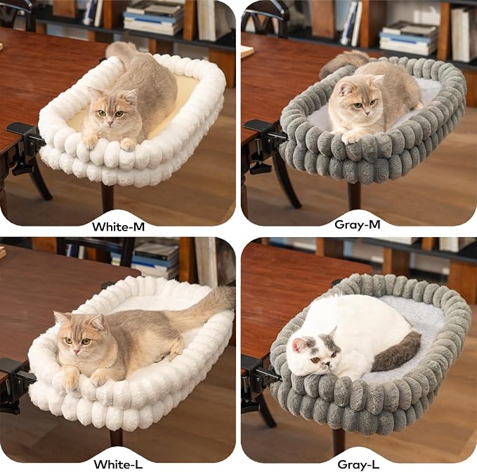 CHEERPALS Cloud Cat Bed Desk Mounted Hammock for Indoor Cats Perch Foldable | Reversible Mesh Warm Plush Mat, 90° Space Saving, Machine Washable Support Pet Bed for Kitty and Puppy(Grey, Medium) - Image 9