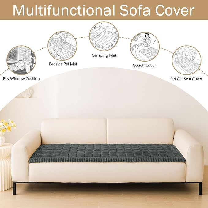 hyha Couch Cover for Dogs, Washable Non Slip Plush Flannel Sofa Protector | Thick Flannel, Anti-Slip Backing, Pet Hair & Scratch Protection, Fits Sofa & Loveseat (27.6" x 59") - Image 3