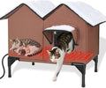 Heated Cat House for Outside Winter, Large Heated Outdoor Cat House Weatherproof, Elevated Bed, Escape Door, Insulated Outdoor Cat Shelter with Heater for Multiple Cats Feral Stray Kitty, Easy Setup by GUZROK