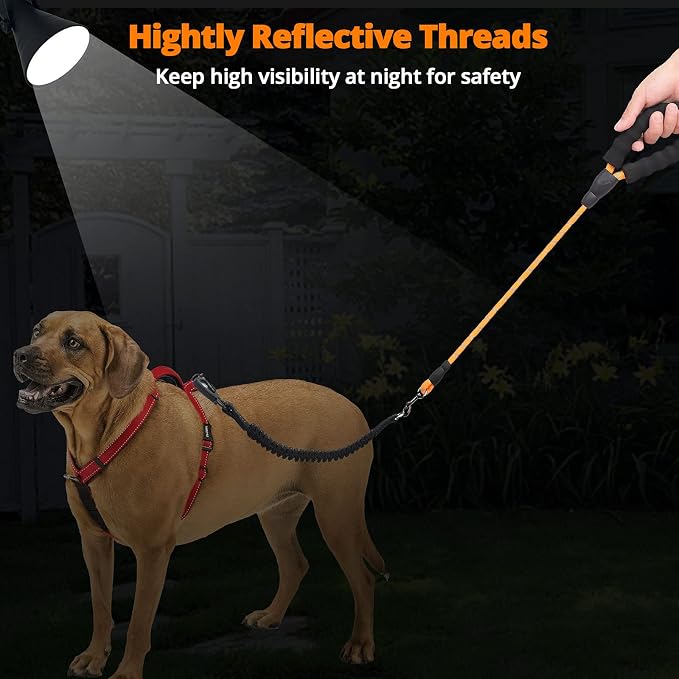 Long Dog Leash 100 FT: Heavy Duty Rope Leashes for Dogs Training with Swivel Lockable Hook Reflective Threads Bungee and Padded Handle - Dog Lead for Large Small Medium Dogs Outside Walking Hiking - Image 6