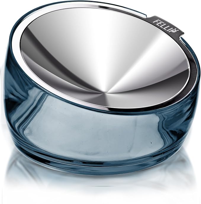 Felli Pet Oblik Whisker Fatigue Cat Food Bowl Raised Stainless Steel Shallow Dish, Pet Design Anti Vomit Tilted Metal Plate Feeder Elevated Acrylic Base (Shadow, 0.5 Cups Shallow Dish) by Felli