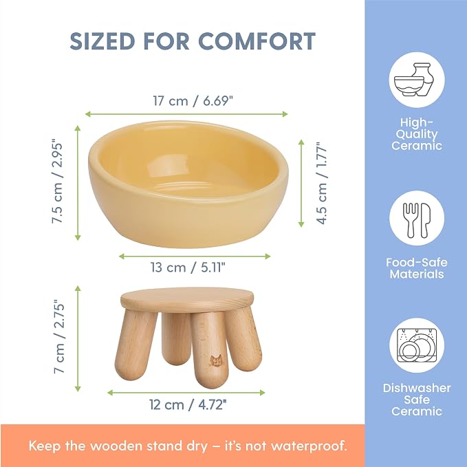 The Cat Ladies Tilted Ceramic Cat Bowl - Elevated Food Bowls Ceramic Pet Bowl - Raised Ceramics Bowls - Elevated & Tilted Design for Comfortable Eating - Dishwasher Safe - Wide Opening - Image 3