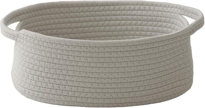 JMvicyroam Small Woven Basket, Empty Gift Basket, Grey/1 Pack | Small Gift Basket, Cotton Rope, 12 x 8 x 36 in, Handles, Includes Ribbon and Bag, Birthday Gift Basket by JMvicyroam