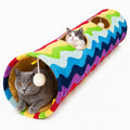 Cat Tunnel -Straight-Shaped, Rainbow Wave Color, Soft Velvet Exterior, Oxford Fabric Fog-Proof Interior, Plush Toy Ball, Easily Washable, Conveniently Foldable, 47.2in/120cm by MAKEPETLUCKY-WelcometoCatTunnelClub