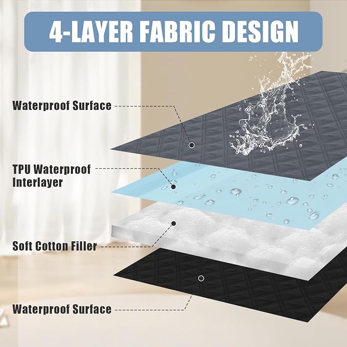 Smiry Waterproof Reversible Pet Couch Covers for Dogs | Pet Friendly, Soft Fabric, Washable Sofa Furniture Protector for Dogs Cat Kids, Checkered (30"x80", Dark Grey/Black) - Image 3