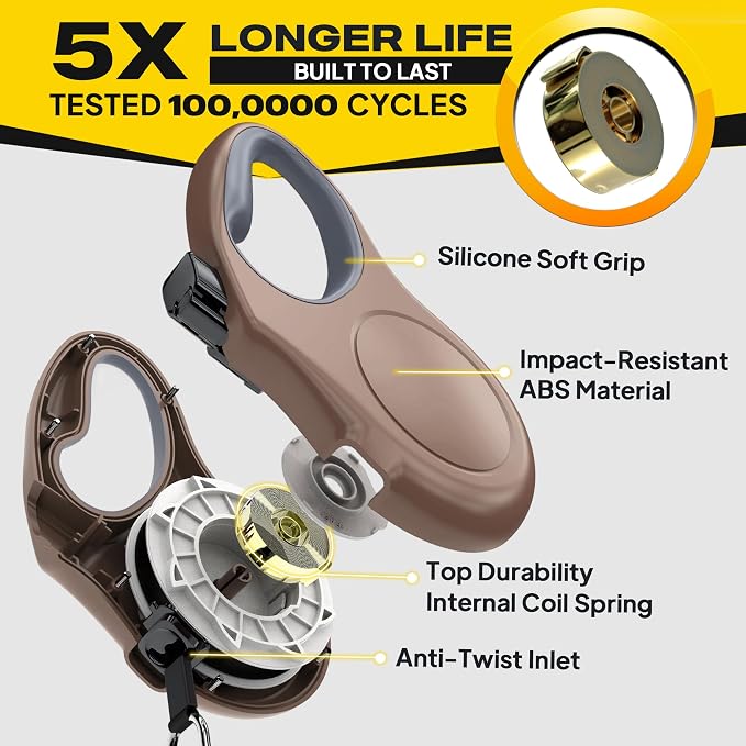 Fida Retractable Dog Leash X-Small Breed, 10 ft Durable Pet Walking Leash for Extra Small Dogs/Cats/Small Animals up to 18lbs, 360° Tangle Free, Coffee/Brown - Image 4