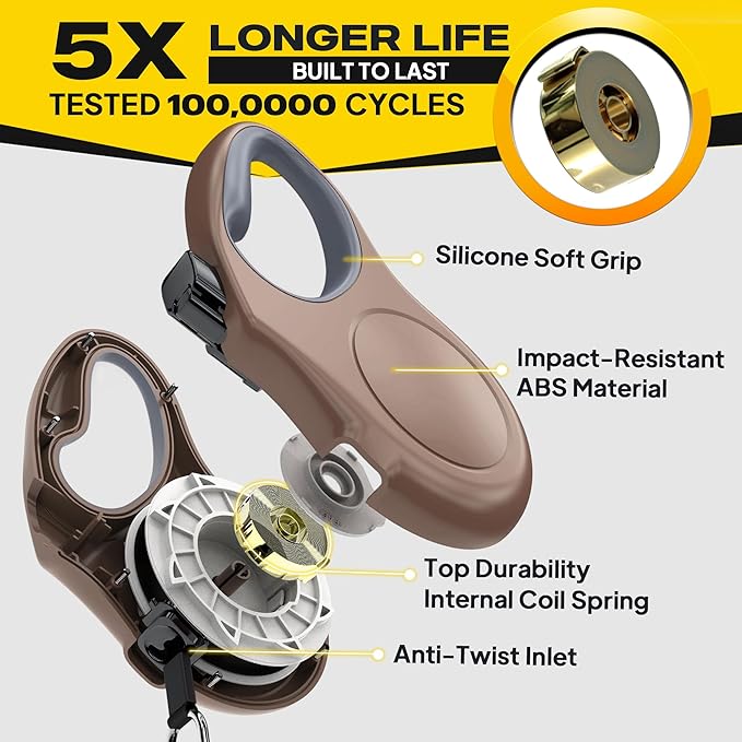 Fida Retractable Dog Leash, 16 ft Dog Walking Leash for Small and Medium Dogs up to 44lbs, 360° Tangle Free, Coffee/Brown - Image 4