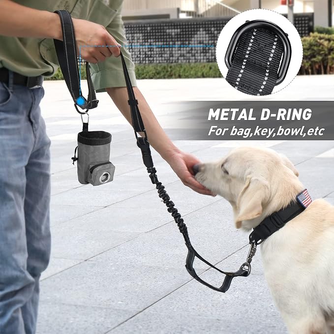 Hotsky Tactical Bungee No Pull Strong Dog Leash,Reflective Black,4-6FT | Heavy Duty for Medium Large Dogs That Pull up to 660 lb,with Padded Double Handle ＆ Car Seatbelt,360°Rotating Locking Clasp - Image 9