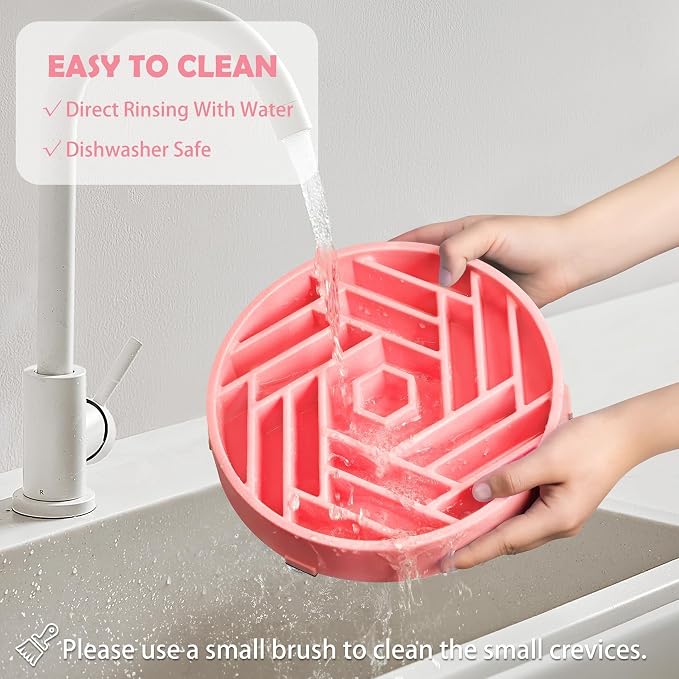 TOBYTO Slow Feeder Dog Bowls Large Medium Breed,Anti-Choking Slow Eating Dog Food Bowl,Non Slip Pet Slower Food Feeding Bowls Large Puzzle Slow Feeder Bloat Stop Maze Dog Dishes,Pink - Image 7