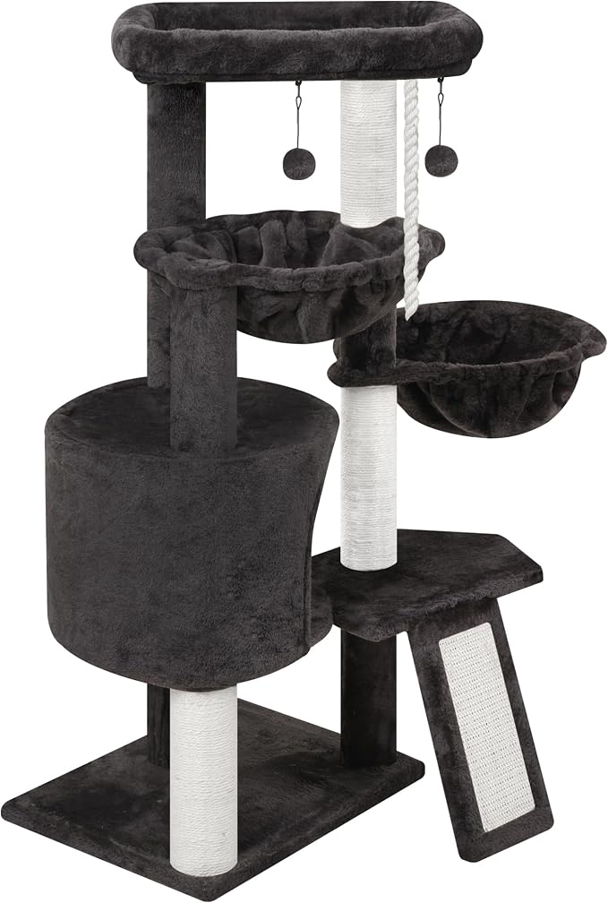 Xin Three Layer Cat Tree with Cat Condo and Two Hammocks,Darkgray … - Image 6