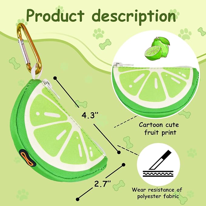 Dog Poop Bag Holder for Leash Lime Shape Pet Outdoor Accessory | Thin Lightweight Dog Waste Bag Carrier with Storage Pouch, Leash Attachment for Walking, Travel, Beach - Image 2