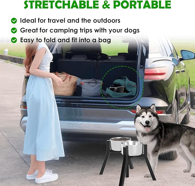 Elevated Dog Bowl Stand for Large Dogs, Adjustable Width 7-10.6", Raised Dog Food Water Holder, 2-in-1 Design, Bowl Not Included - Image 5
