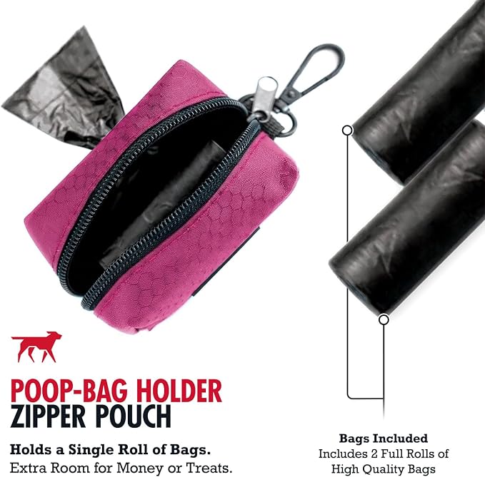 Tuff Pupper Dog Poop Bag Holder | Works with Any Dog Leash | Zippered Waste Bag Dispenser | Waterproof with Rust-Proof Clip | Convenient Lightweight Design | Includes 2 Rolls of Leak-Proof Bags - Image 6