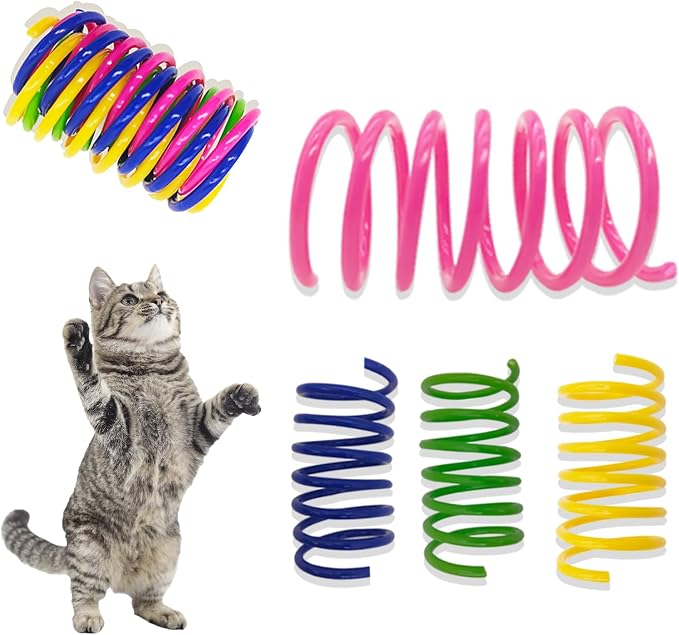 Cat Spring Toys 90 Pack, Interactive Toys for Kittens to Swat, Bite & Hunt, Colorful Durable Plastic Spiral Springs for Indoor Cats - Image 3