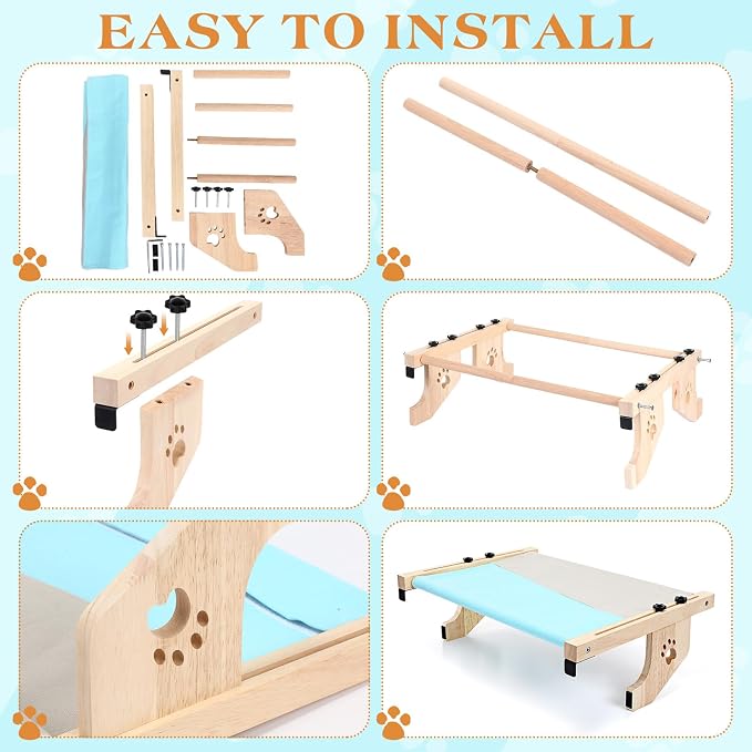 Suzile 2 Pack Cat Window Perch, Holds up to 33 Lbs | Window Perch for Cats Inside, Heavy Duty Cat Window Hammock with Wood and Metal Frame, Adjustable Space Saving - Image 6