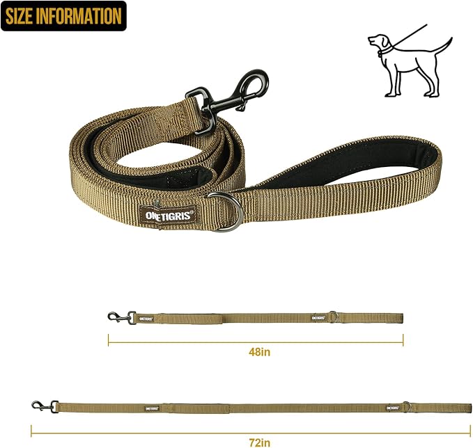 OneTigris No-Pull Dog Leash with Handle for Medium Large Dogs(Brown, 4FT) | Durable lead built for training & daily walks. Ideal drag line for strong pullers and large breeds like bully dogs. - Image 3
