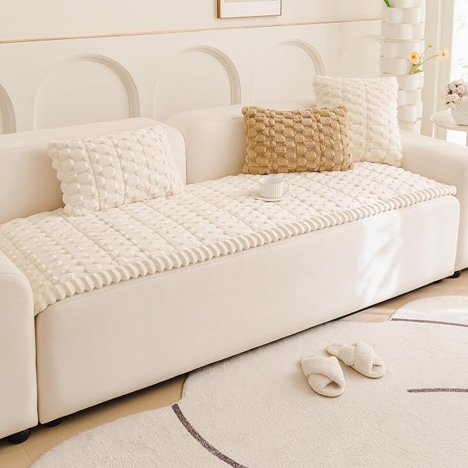 Tiwwie Couch Cover for Dogs Fuzzy Sofa Covers for Pet, Non Slip Sofas Pad | Dog Cover for Couch with Grip Backing, Pet-Friendly Washable Sofa Slipcover Cushion Protector, Pet Dogs Mat - Image 2