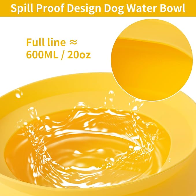 SLSON Spill Proof Dog Water Bowl for Cars,Collapsible No Splash Dog Travel Bowls Integrated Molding Portable Pet Bowl for Road Trip Truck,RV,SUV,Boat Accessories (Yellow) - Image 3