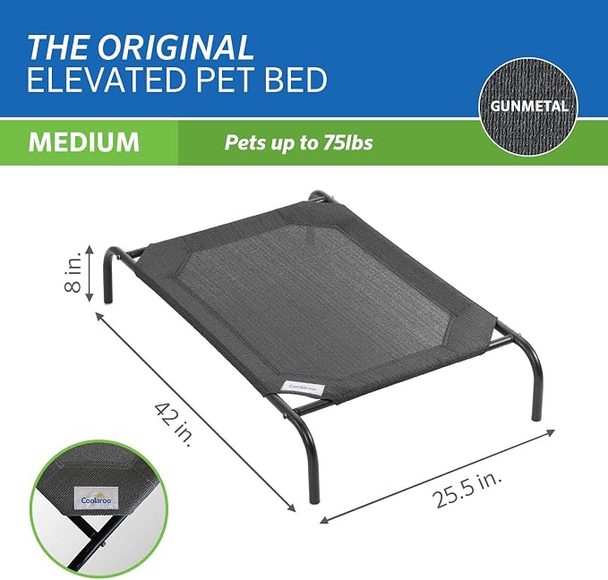 Coolaroo Original Elevated Dog Bed - Breathable Off-The-Ground Pet Bed with Cooling Fabric, Joint Relief & Moisture-Resistant Fabric, 100% Recyclable, Easy Clean, Gunmetal, Medium - Image 4