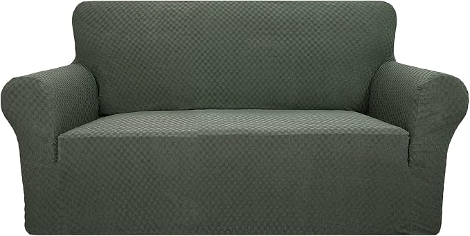 YEMYHOM Couch Cover Latest Jacquard Design High Stretch Sofa Covers for 2 Cushion Couch, Pet Dog Cat Proof Loveseat Slipcover Non Slip Magic Elastic Furniture Protector (Loveseat, Army Green) by YEMYHOM
