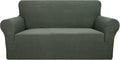 YEMYHOM Couch Cover Latest Jacquard Design High Stretch Sofa Covers for 2 Cushion Couch, Pet Dog Cat Proof Loveseat Slipcover Non Slip Magic Elastic Furniture Protector (Loveseat, Army Green) by YEMYHOM