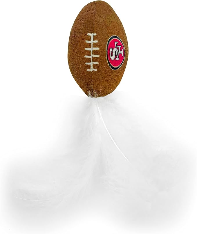 BEST PLUSH CAT TOY NFL SAN FRANCISCO 49ERS Complete Set of 3 piece Cat Toys filled with Fresh Catnip. Includes: 1 Helmet Cat Toy, 1 Football Cat Toy with Feathers & 1 Beer Bottle. Beautiful Team LOGOS - Image 4