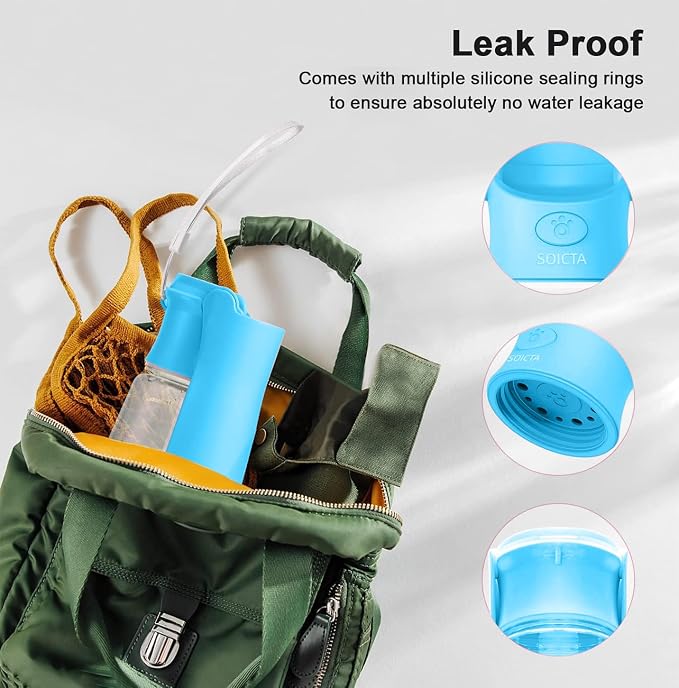 Portable Dog Small Animals Water Bottle for Walking 19 OZ or 12 OZ Pet Water Bottles for Puppy Medium Large Dogs Little Animals Water Dispenser Dog Small Animals Water Bowl - Image 2