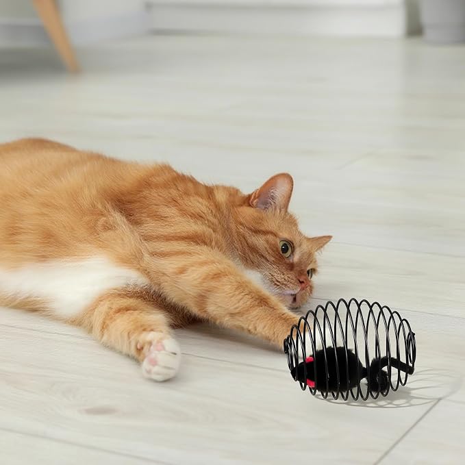 Jecery 5 Pcs Cat Toys Spring,Mouse,Black | Interactive Metal Cat Toy, Stretchable Rolling Ball, for Indoor Cats, Colorful Playful Coils, Kitten Pet Supplies - Image 7
