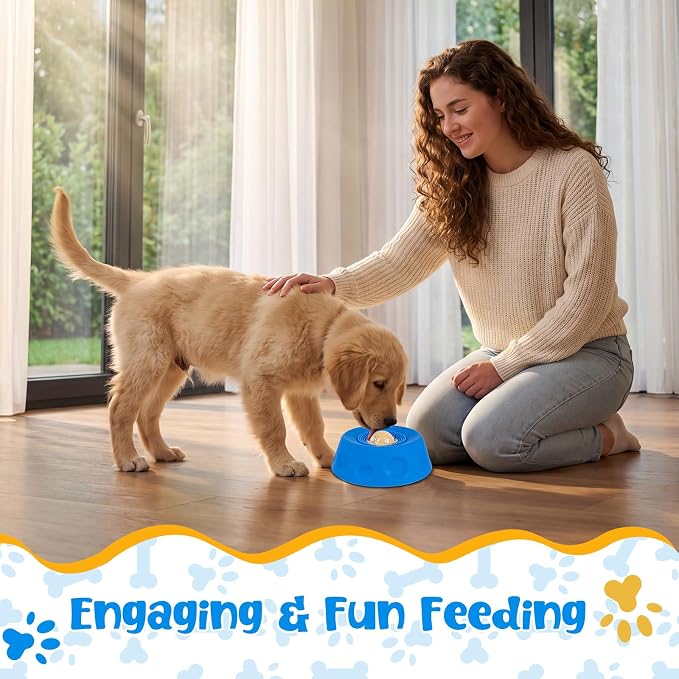 Slow Feeder Dog Bowl with Interactive Roll Ball, Anti-Slip Dog Lick Bowl | Slow Feeder Bowl for Liquid Treats, Bone Broth & Yogurt, Anxiety Relief Boredom Puzzle Feeder for Small Medium Dogs - Image 6