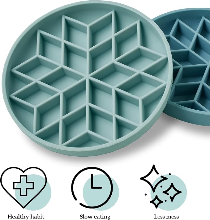 OHMO Slow Feeder Dog Bowl, 7.3" Lick Mat for Dogs, Diamond, Light Blue | Cat Slow Feeder Bowl, Anti Choking, Enrichment Toys, Easy Clean BPA-Free Silicone Feeding Bowl, Boredom and Anxiety Reducer - Image 7