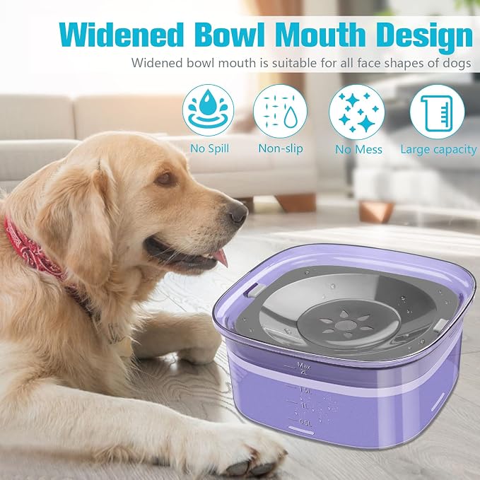 UPSKY 70oz Dog Water Bowl, No Spill Slow Drinking Feeder for Messy Drinker | Large Capacity, Spill Proof, Prevent Pet Prevents Choking, Anti-Slip, Visible Water Level, Suitable for Travel and Car Trips - Image 5