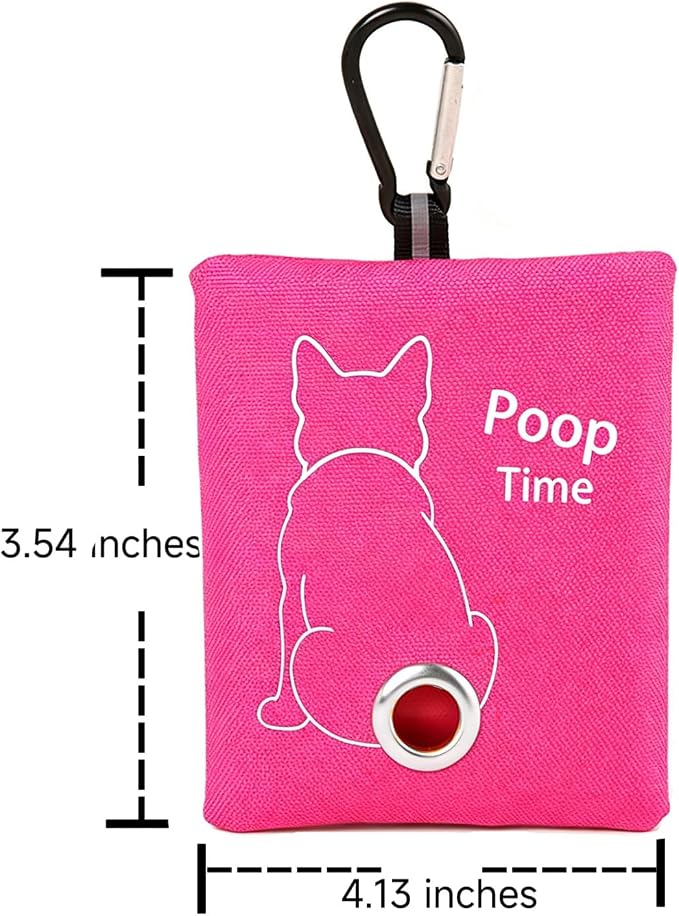 Rose Pink Doggy Poop Bag Holder Poop Bag Carrier (Rose pink) | Carabiner Clip, Easy Bag Dispensing, Leash Attachable, Funny Design - Image 2