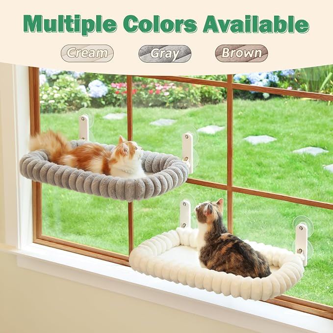 Zakkart SnugCloud Foldable Cat Window Perch - Cordless, Ultra Soft Machine Washable Bed with 4-Sided Bolster, Metal Frame - Window Hammock for Large Cats and Kittens (Brown, Medium) - Image 6