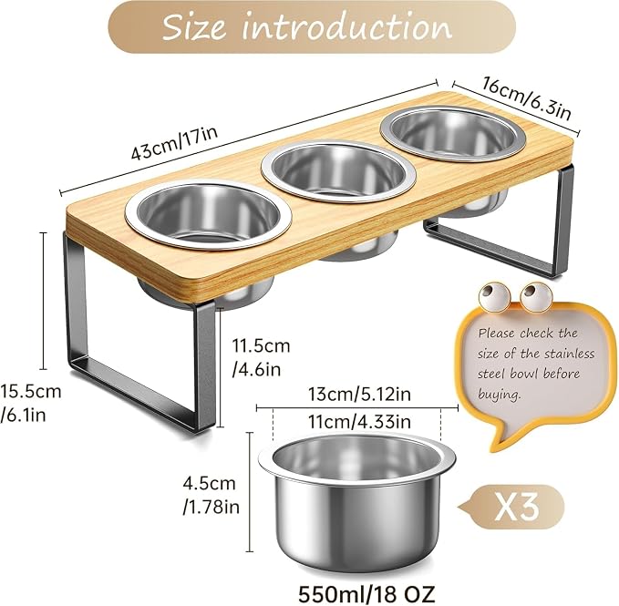 2 Pack Elevated Cat Bowls with 3 Stainless Steel Bowls | 10° Tilted Anti-Vomiting Raised Cat Food Bowl for Small Cats and Puppies Pet Bowl with Stand - Image 4